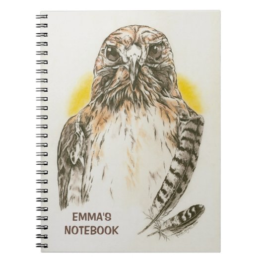 Red Tailed Hawk met Veerkunst Notitieboek (Voorkant)