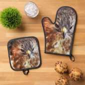 RED TAILED HAWK OVENWANT & PANNENLAP SET (Top down)