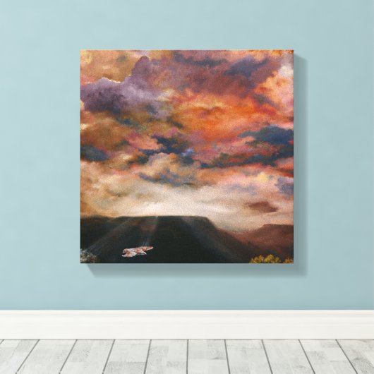 Red-Tailed Hawk over mesas verpakte canvasafdruk Canvas Afdruk (Insitu (Houten vloer))