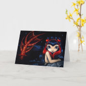 "Red Tailed Mermaid"-Wenskaart Kaart (Gele Bloem)