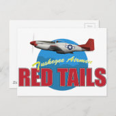 Red Tails Tuskegee Airmen met P-51 Briefkaart (Voorkant / Achterkant)