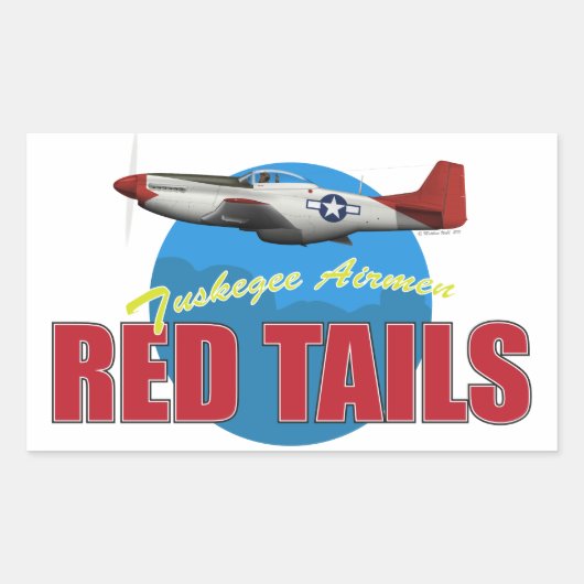 Red Tails Tuskegee Airmen met P-51 Rechthoekige Sticker (Voorkant)