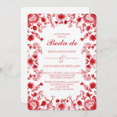 Red TalaveraWedding Invitation in Spanish Kaart (Voorkant / Achterkant)