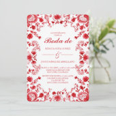 Red TalaveraWedding Invitation in Spanish Kaart (Staand voorkant)