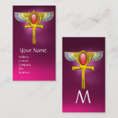 RED TALISMAN/EGYPTIAN WINGED ANKH CORNUCOPIA Pink Visitekaartje (Voorkant / Achterkant)