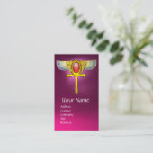 RED TALISMAN/EGYPTIAN WINGED ANKH CORNUCOPIA Pink Visitekaartje (Staand voorkant)