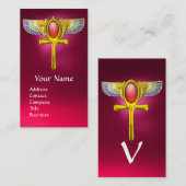 RED TALISMAN/EGYPTIAN WINGED ANKH CORNUCOPIA Pink Visitekaartje (Voorkant / Achterkant)