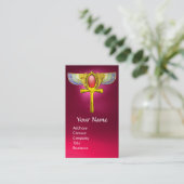 RED TALISMAN/EGYPTIAN WINGED ANKH CORNUCOPIA Pink Visitekaartje (Staand voorkant)