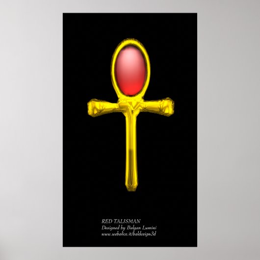 RED TALISMAN Gold Ankh Egyptian Eternal Life Poster (Voorkant)