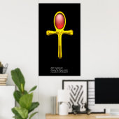 RED TALISMAN Gold Ankh Egyptian Eternal Life Poster (Thuiskantoor)