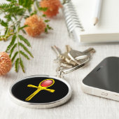 RED TALISMAN, GOLD ANKH Eternal Life Symbol Sleutelhanger (Zijkant)