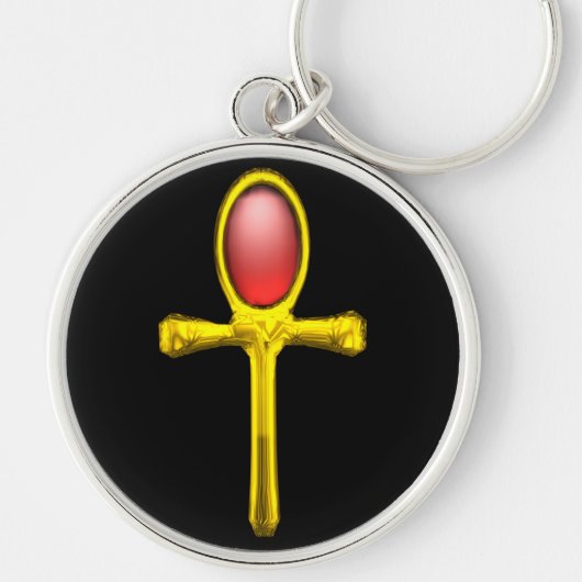 RED TALISMAN, GOLD ANKH Eternal Life Symbol Sleutelhanger (Voorkant)
