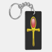 RED TALISMAN, GOLD ANKH Eternal Life Symbol Sleutelhanger (Voorkant Links)