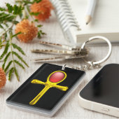 RED TALISMAN, GOLD ANKH Eternal Life Symbol Sleutelhanger (Voorkant Rechts)