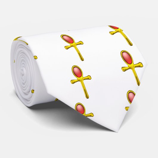 RED TALISMAN / Gold Ankh, White Stropdas (Opgerold)