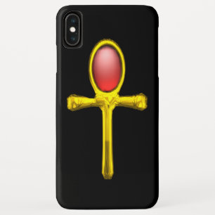 RED TALISMAN/GOLD EGYPTIAN ANKH iPhone XS MAX HOESJE