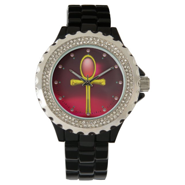 RED TALISMAN, Ruby Gemstenen, Black Horloge (Voorkant)