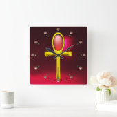 RED TALISMAN, Ruby Gemstenen, Black Vierkante Klok (Huis)