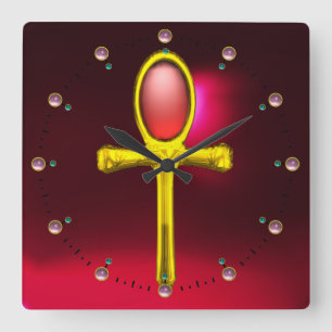 RED TALISMAN, Ruby Gemstenen, Black Vierkante Klok