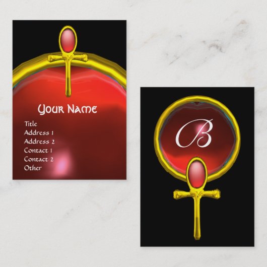 RED TALISMAN RUBY MONOGRAM heldergeel Visitekaartje (Voorkant / Achterkant)