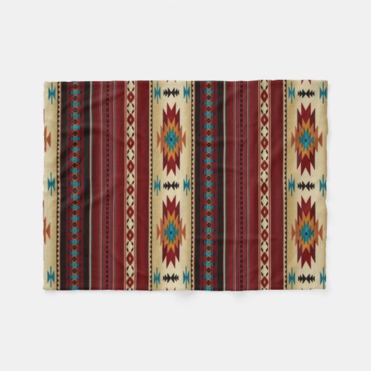 RED/TAN Aztec afdrukken Fleece Deken (Voorkant (Horizontaal))