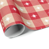 Red Tan Buffalo Pset country Rustige kerst Cadeaupapier (Rol Hoek)
