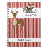 Red Tan-White Stripe・Santa-Reindeer・Custom Notitieboek (Voorkant)