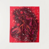 Red Tapestry met Bull Running In Sterrennacht Wandkleed (Voorkant)