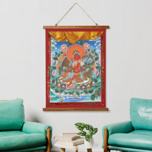 Red Tara Tibetan Goddess Hangend Wandkleed