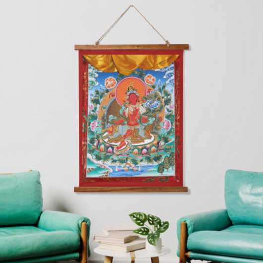 Red Tara Tibetan Goddess Hangend Wandkleed (Woonkamer)