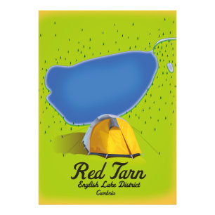 Red Tarn English Lake District-kaart Foto Afdruk