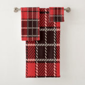 Red Tartan Bath Towel Set Bad Handdoek (Insitu)