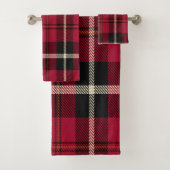 Red Tartan Bath Towel Set Bad Handdoek (Insitu)