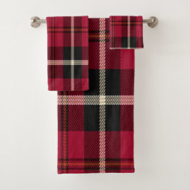 Red Tartan Bath Towel Set Bad Handdoek