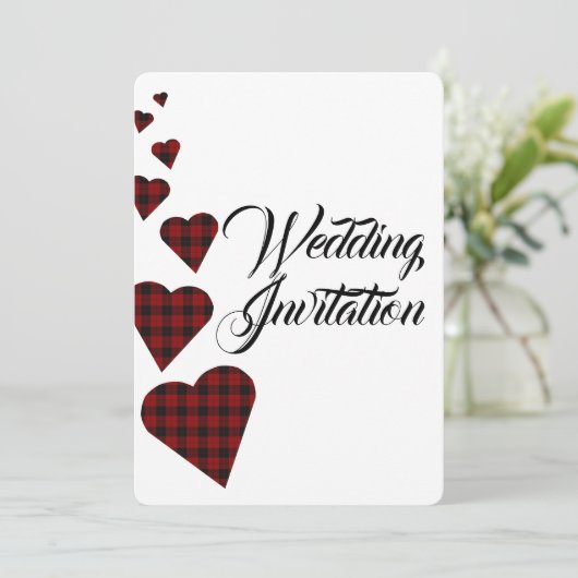 Red Tartan bruiloft uitnodiging (Staand voorkant)