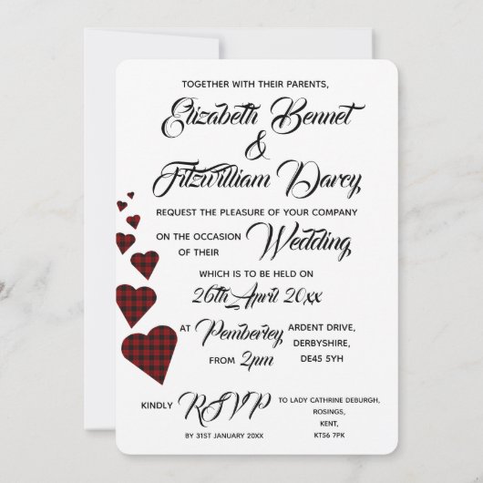 Red Tartan bruiloft uitnodiging (Achterkant)