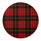 Red Tartan Ceramic Knob. Keramische Knop (Voorkant)