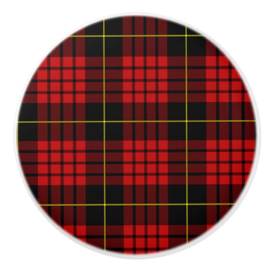 Red Tartan Ceramic Knob. Keramische Knop (Voorkant)