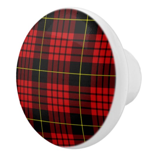 Red Tartan Ceramic Knob. Keramische Knop (Rechts)