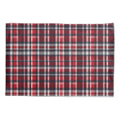 Red Tartan Check Patroon Elegant Monogram Kussensloop (Achterkant-Links)