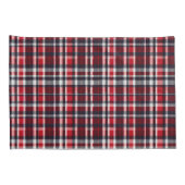 Red Tartan Check Patroon Elegant Monogram Kussensloop (Achterkant-Rechts)