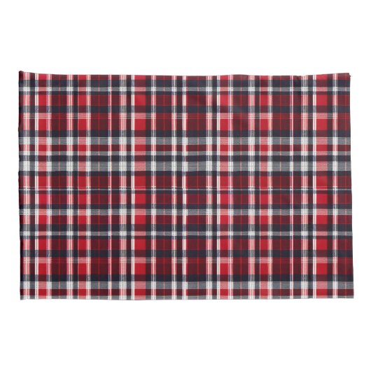 Red Tartan Check Patroon Elegant Monogram Kussensloop (Achterkant-Rechts)