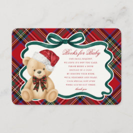 Red Tartan Christmas Bear Books for Baby Card Informatiekaartje