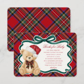 Red Tartan Christmas Bear Books for Baby Card Informatiekaartje (Voorkant / Achterkant)