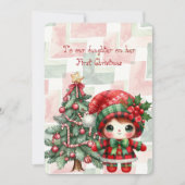 Red Tartan Daughter First Christmas  Notitiekaartje (Voorkant)
