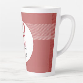 Red Tartan Deer Antlers Monogram Latte Mok