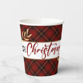 Red Tartan, Gold Leaves en Holly Papieren Bekers (Links)