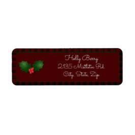 Red Tartan Holly Etiket