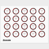 Red Tartan kerst retour adres Ronde Sticker (Vel)