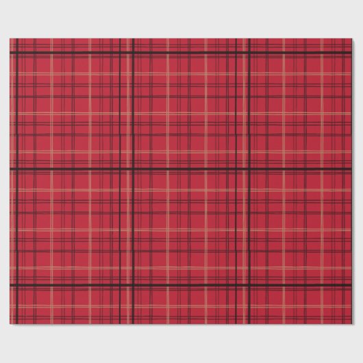 Red Tartan Kerst Vakantie inpakpapier (Vlak)